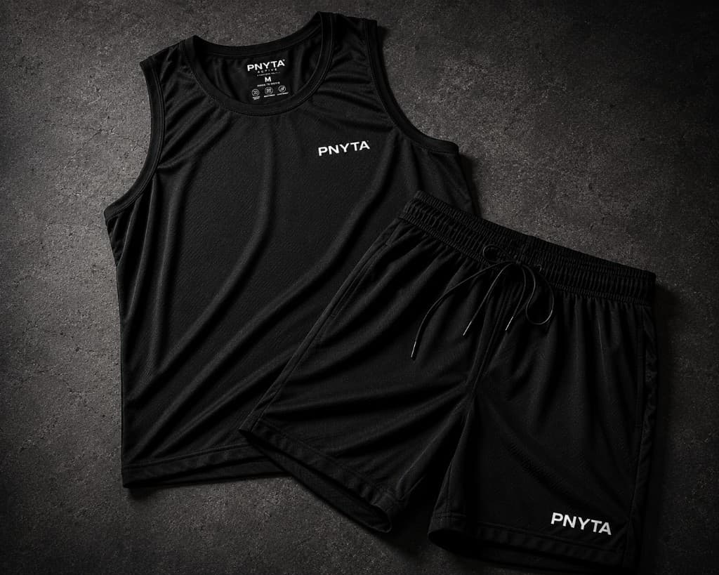 PNYTA Active tank and shorts laid out. Peace over pressure.